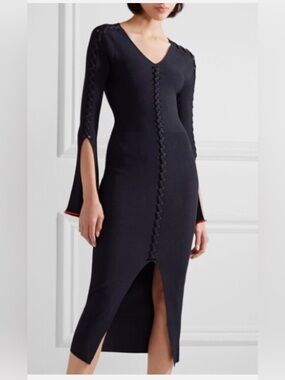 OPENING CEREMONY Criss Cross Knit Midi Dress • Navy/Red • Sz XS NWOT RARE